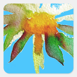 Daisy Blue Modern Art flower Vierkante Sticker