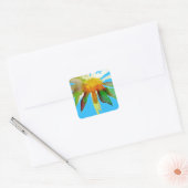 Daisy Blue Modern Art flower Vierkante Sticker (Envelop)