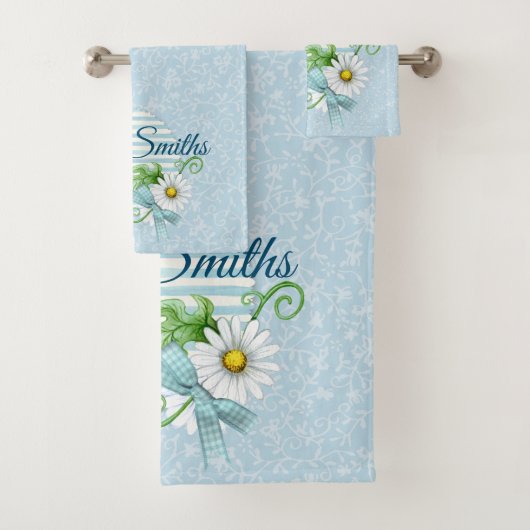 Daisy Blue Patch Aangepast Bad Handdoek (Insitu)