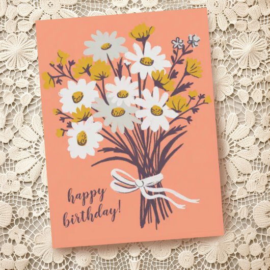  Daisy Boeket CUSTOM Happy Birthday Briefkaart