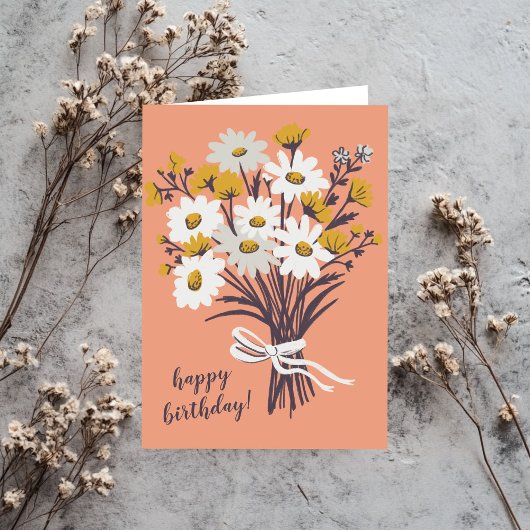  Daisy Boeket CUSTOM Tekening Happy Birthday Kaart