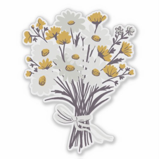 Daisy Boeket Floral Wildflower Sticker (Voorkant)