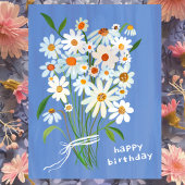 Daisy Boeket Gelukkige Verjaardag Handgeschilderde Briefkaart