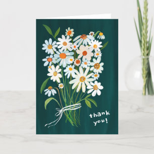 Daisy Boeket Handgeschilderd Gouache Bloemen Groen Bedankkaart