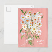 Daisy Boeket Handgeschilderde Gouache Bedankt Briefkaart (Voorkant / Achterkant)