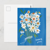 Daisy Boeket Handgeschilderde Gouache Dank u Briefkaart (Voorkant / Achterkant)