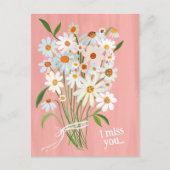 Daisy Boeket Handgeschilderde Gouache Miss You Swe Briefkaart (Voorkant)