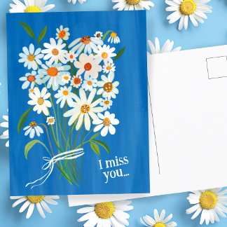 Daisy Boeket Handgeschilderde Gouache Miss You Swe Briefkaart
