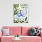 Daisy boeket in paarse sneakers canvas afdruk (Insitu (Woonkamer))