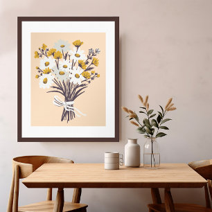 Daisy Boeket Retro Moderne Kleurrijke Kunst Poster