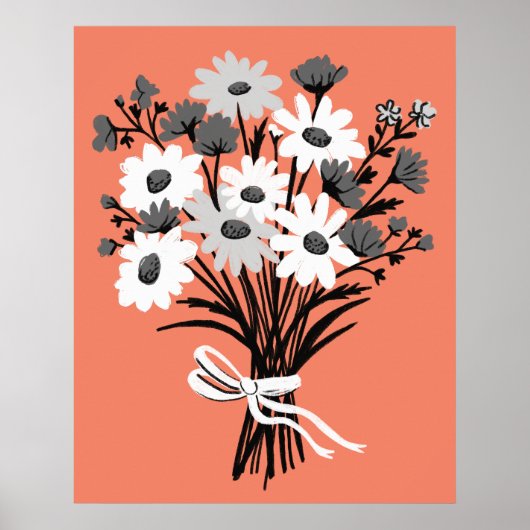 Daisy Boeket Retro Moderne Kleurrijke Kunst Poster (Voorkant)