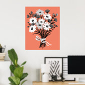Daisy Boeket Retro Moderne Kleurrijke Kunst Poster (Thuiskantoor)
