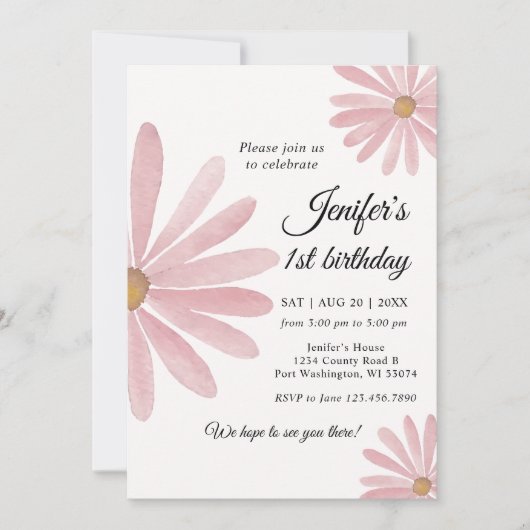 Daisy Bohmian Girl 1e verjaardag Kaart (Voorkant)