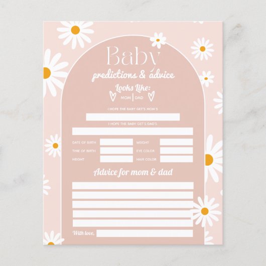 Daisy Boho Baby in bloom roze Baby shower game (Voorkant)