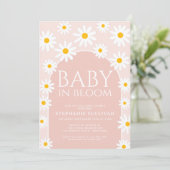 Daisy Boho Baby in Bloom Roze Baby shower Kaart (Staand voorkant)