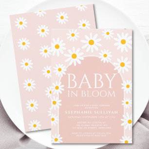 Daisy Boho Baby in Bloom Roze Baby shower Kaart