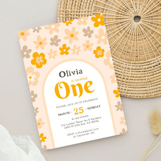 Daisy Boho Bloemen 1e Verjaardagsfeest Kaart