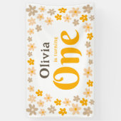 Daisy Boho Bloemen 1e Verjaardagsfeestbanner Spandoek (Verticaal)
