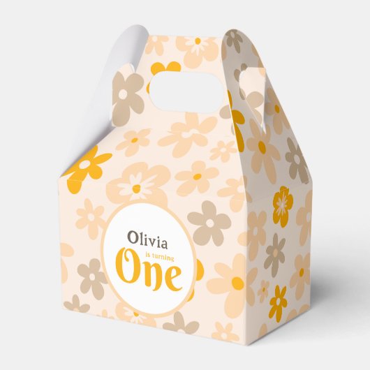 Daisy Boho Floral 1e verjaardag Bedankdoosjes (Voorkant Zijde)