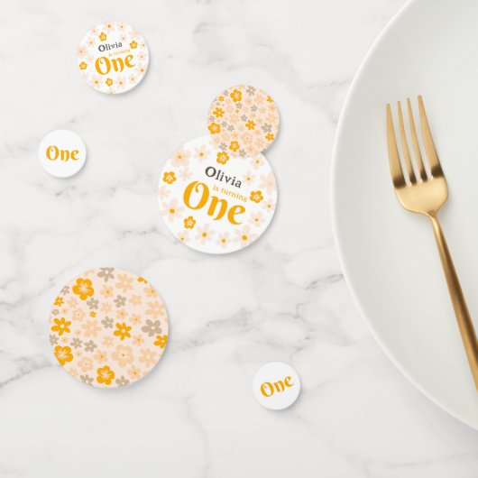Daisy Boho Floral 1e verjaardag Confetti (Groep)