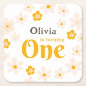 Daisy Boho Floral 1e verjaardag Kartonnen Onderzetters (Voorkant)