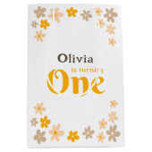 Daisy Boho Floral 1e verjaardag Medium Cadeauzakje (Voorkant)