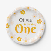 Daisy Boho Floral 1e verjaardag Papieren Bordje (Voorkant)