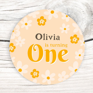 Daisy Boho Floral 1e verjaardag Ronde Sticker