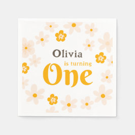 Daisy Boho Floral 1e verjaardag Servet