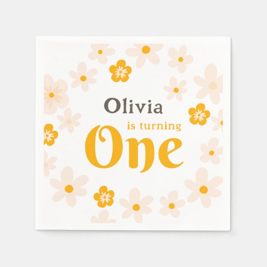 Daisy Boho Floral 1e verjaardag Servet (Voorkant)