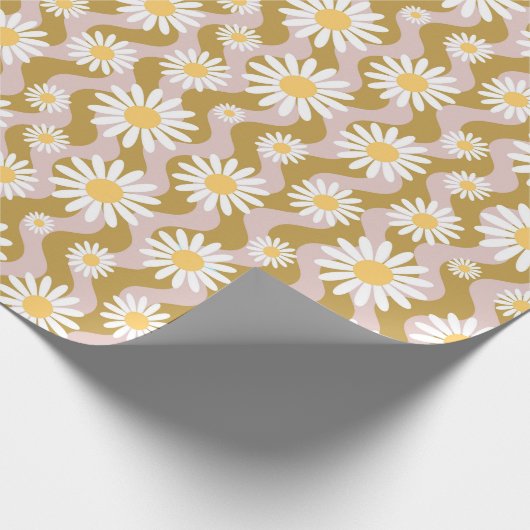 Daisy Boho Floral Cadeaupapier (Hoek)