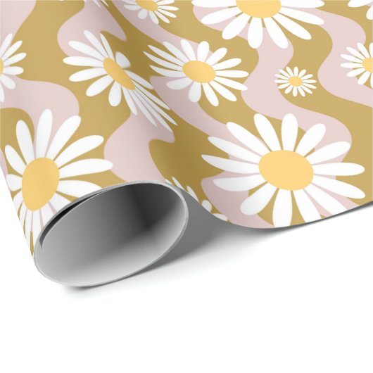Daisy Boho Floral Cadeaupapier (Rol Hoek)