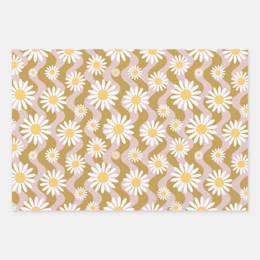 Daisy Boho Floral Inpakpapier Vel (Voorkant 3)