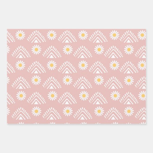 Daisy Boho Floral Inpakpapier Vel (Voorkant 2)