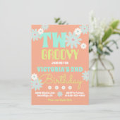 Daisy Boho Groovy Hippie Birthday Party Invitation Kaart (Staand voorkant)