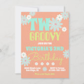 Daisy Boho Groovy Hippie Birthday Party Invitation Kaart (Voorkant)