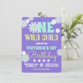 Daisy Boho Groovy Hippie Birthday Party Invitation Kaart (Staand voorkant)