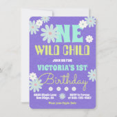 Daisy Boho Groovy Hippie Birthday Party Invitation Kaart (Voorkant)