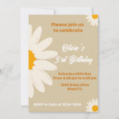 Daisy boho party Uitnodiging, daisy retro verjaard Kaart (Voorkant)