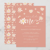 Daisy Boho Wild een 1e verjaardag per strand Kaart (Voorkant / Achterkant)