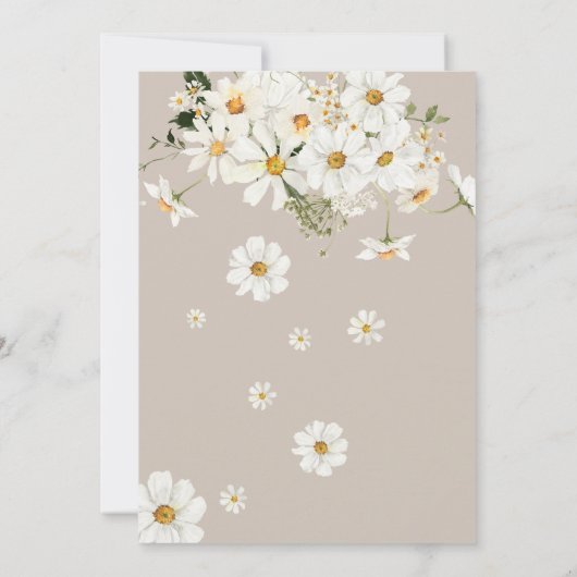 Daisy Boho Wilde Bloem Moderne Bruidsuitnodiging Kaart (Achterkant)