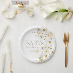 Daisy Boho Wildflower Baby in Bloom Shower Papieren Bordje