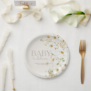 Daisy Boho Wildflower Baby in Bloom Shower Papieren Bordje