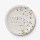 Daisy Boho Wildflower Baby in Bloom Shower Papieren Bordje (Voorkant)