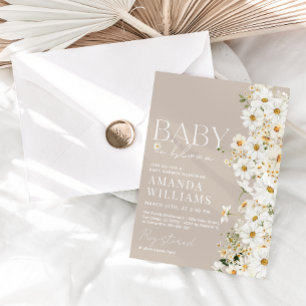Daisy Boho Wildflower Baby shower Invitation Kaart