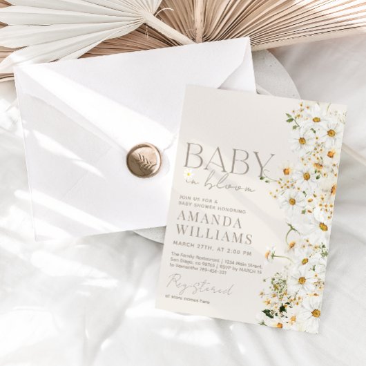 Daisy Boho Wildflower Baby shower Invitation Kaart