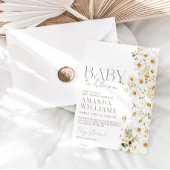 Daisy Boho Wildflower Baby shower Invitation Kaart