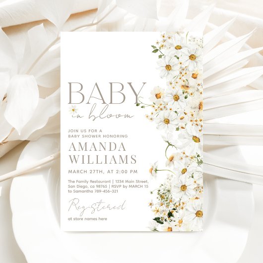 Daisy Boho Wildflower Baby shower Invitation Kaart