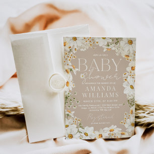 Daisy Boho Wildflower Baby shower Kaart