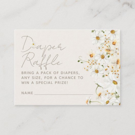 Daisy Boho Wildflower Baby shower Luier Raffle Informatiekaartje (Voorkant)
